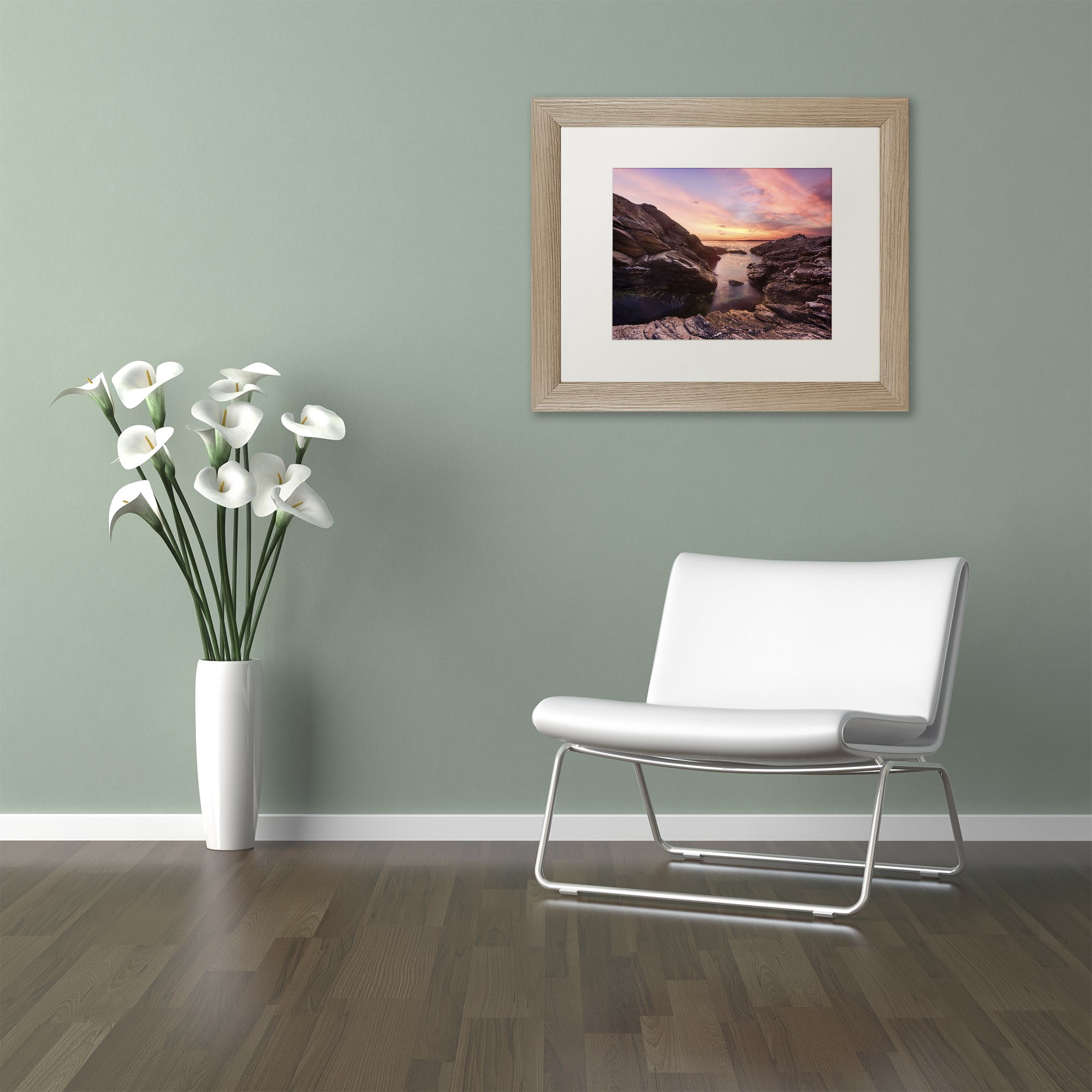 Trademark Fine Art "Sunset Sweep" Canvas Art by Michael Blanchette Photography White Matte, Birch Frame