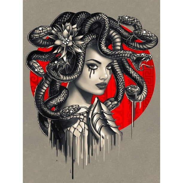 Pintura de diamante 5D FLhrweasw DIY completo redondo Medusa Kit decoración del hogar