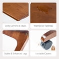 thumbnail image 6 of TV Tray Table with Casters, Solid  End Tables, Sofa Side Table Couch Table Laptop Desk Removable Snack Tray for Coffee Bed Sofa Eating Writing Reading Living Room Bedroom, Dark Walnut, 6 of 15