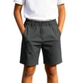 thumbnail image 2 of DJDLJWCJ Boys School Uniform Shorts with Pocket Solid Color Elastic Waist Athletic Shorts for Boys Summer Shorts Dark Gray Size 11, 2 of 10