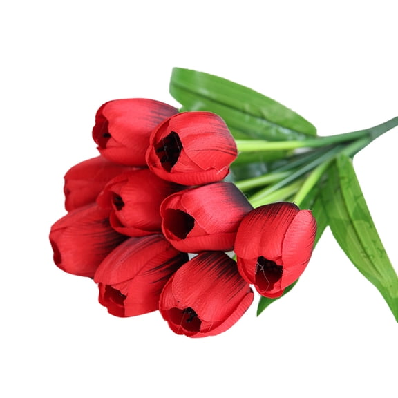 SSNTSY 1pcs 9-head Artificial Tulips Real Touch Red Flower Lifelike Silk Tulip Flower Tulip Flower Arrangement for Wedding Bouquets, Home Decor, Vase Arrangements & Seasonal Events
