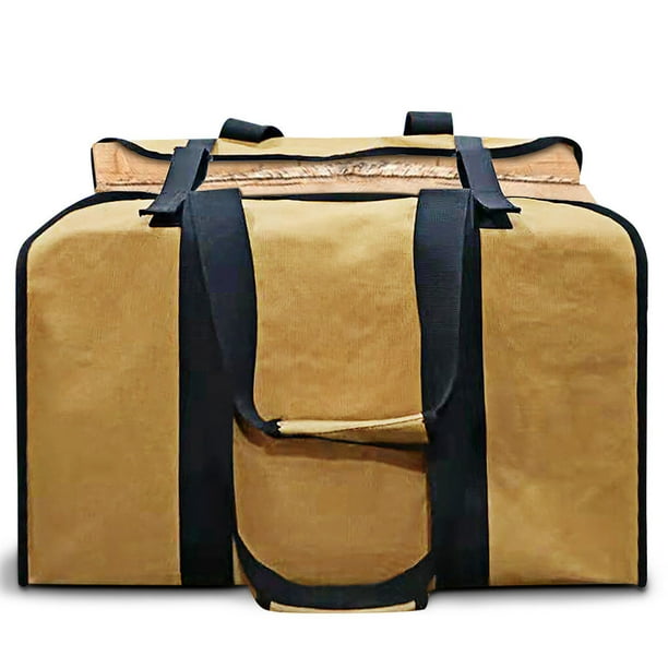 Eigraketly Portador de leña de tela Oxford, organizador de troncos plegable portátil, bolsa de almacenamiento de palo de madera, bolsa de patio, carpas Caqui