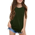 thumbnail image 2 of LYHaoo Kids Girls Crewneck Solid Basic Tank Tops Sleeveless Casual Top With Pocket Summer Casual Sizes 9-10 Years Green, 2 of 3