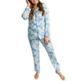 thumbnail image 2 of Musuos Women Casual Pajama Set Long Sleeve Button Shirt and Elastic Long Pants 2 Piece Loungewear Set Soft Sleepwear Nightwear, 2 of 8