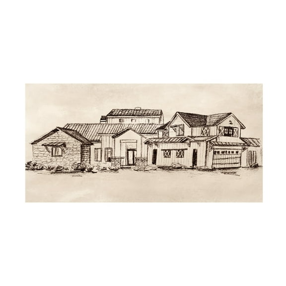 Canvas Wall Art - Melissa Wang 'Village at Sunset I' Wall Art for Living Room, Bedroom, or Office Décor by Trademark Fine Art - 19 x 10 Inches