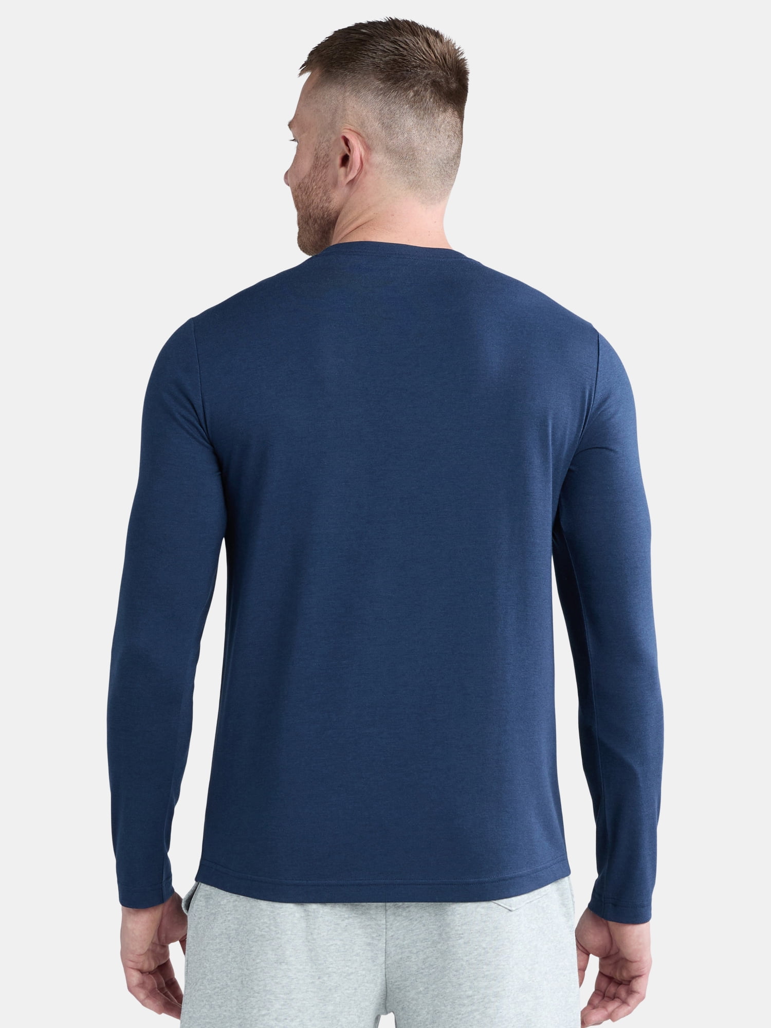Athletic Works Men's and Big Men's Tri Blend Long Sleeve Pocket Tee, Sizes XS-5XL
