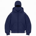 thumbnail image 2 of Towmus Balaclava Hoodie Zippe, Double Hooded Zip Jacket, Built-In Eye Mask, Full Zip Hooded Sweatshirt, Unisex, 2 of 5