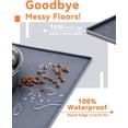 thumbnail image 2 of Alfombrilla para cuenco para perros, color gris, 48x30cm, alfombrilla de silicona antideslizante impermeable para alimentación de perros y gatos, borde elevado de 1cm para evitar derrames, 2 of 5