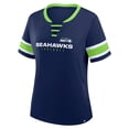 thumbnail image 2 of Women's Fanatics College Navy Seattle Seahawks Plus Size Red Zone Athena Lace-Up V-Notch Neck T-Shirt, 2 of 3
