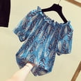 thumbnail image 3 of Kcodviy Hauts à Manches Courtes Chemise Ample à Boutons Robes pour Femmes Épaule Chiffon Imprimé Blouses en Lin Amples Femmes Blouse Décontractée Froide pour Femmes, 3 of 3