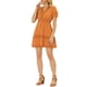 thumbnail image 2 of Vestido Casual Mini Naranja de Manga Abullonada con Escote en V y Cintura Elástica para Mujeres Inspire Chic XL, 2 of 6