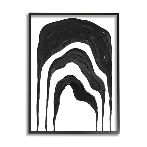 Stupell Industries Abstract Black Arches Organic Smoke Shape Black Framed by Daphne Polselli