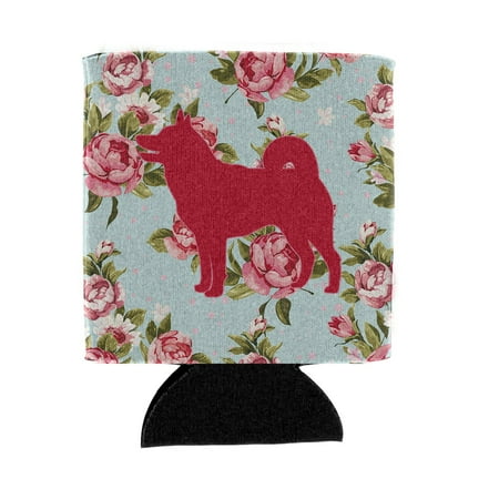 

Caroline s Treasures BB1067-RS-BU-CC Shiba Inu Shabby Chic Blue Roses Can or Bottle Hugger Blue Can Hugger multicolor