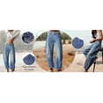 thumbnail image 5 of Womens Stretchy Mid Rise Barrel Jeans Vintage Loose Wide Leg Cropped Denim Pants Jeans, 5 of 7