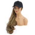 thumbnail image 2 of Peluca de pelo para mujer Gorro de una pieza Peluca de pelo largo y rizado Peluca elegante de moda con gorra informal Extensión de pelo de moda con sombrero (Marrón degradado), 2 of 4
