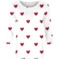 thumbnail image 4 of XAOFW Women'S T-Shirts Valentine'S Day Heart Printed Round Neck 3/4 Sleeve Soft Breathable Holiday Vacation Tee, 4 of 5