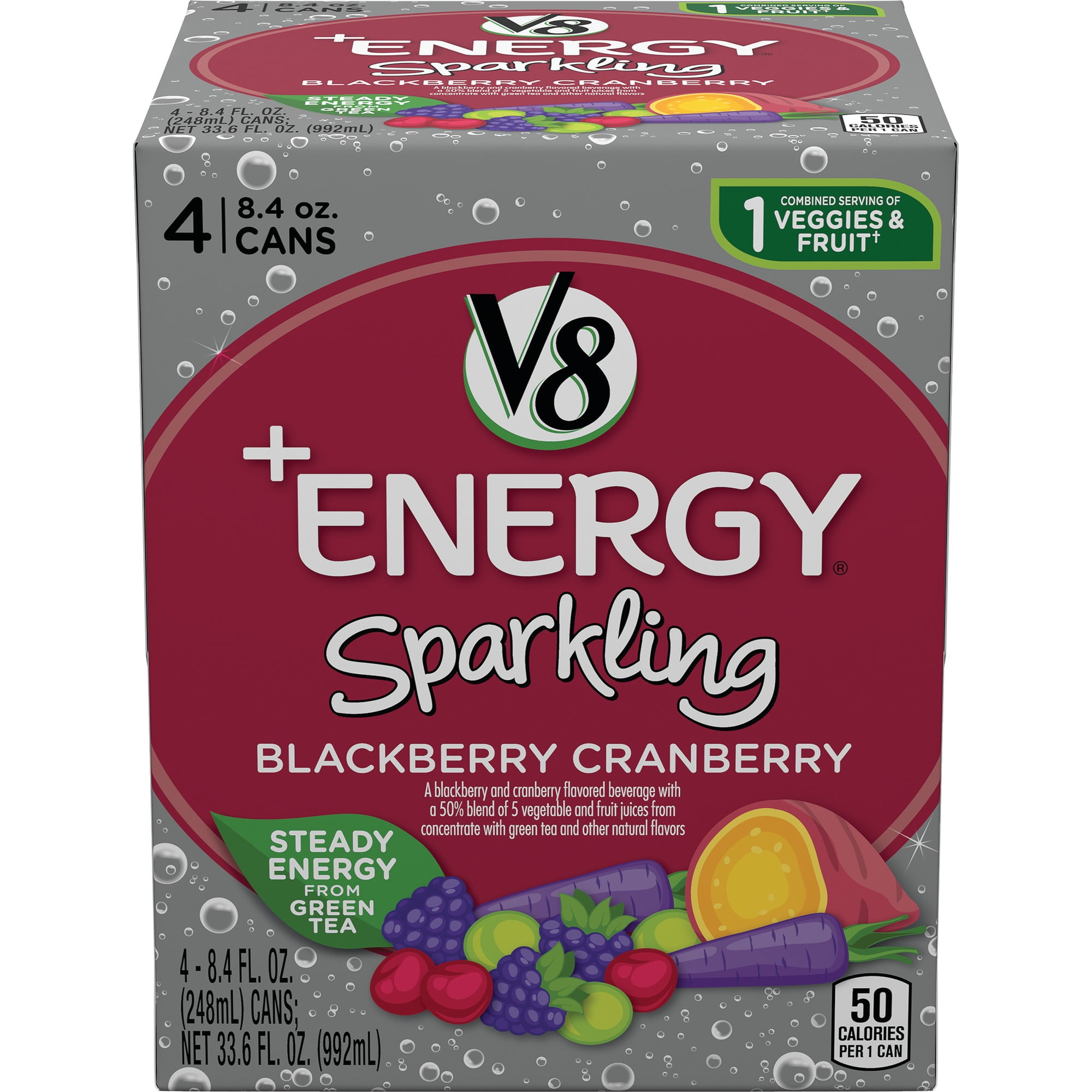 V8 +Energy Sparkling Healthy Energy Drink, Natural Energy from Tea
