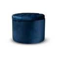 thumbnail image 2 of Baxton Studio Livana Contemporary Glam and Luxe Navy Blue Velvet Fabric Upholstered Storage Ottoman, 2 of 8