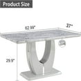 thumbnail image 7 of SUDICA 63" Rectangular Gray Faux Marble Dining Table, Glossy MDF Top with U-Shaped Base for Dining Room Kitchen, 7 of 7