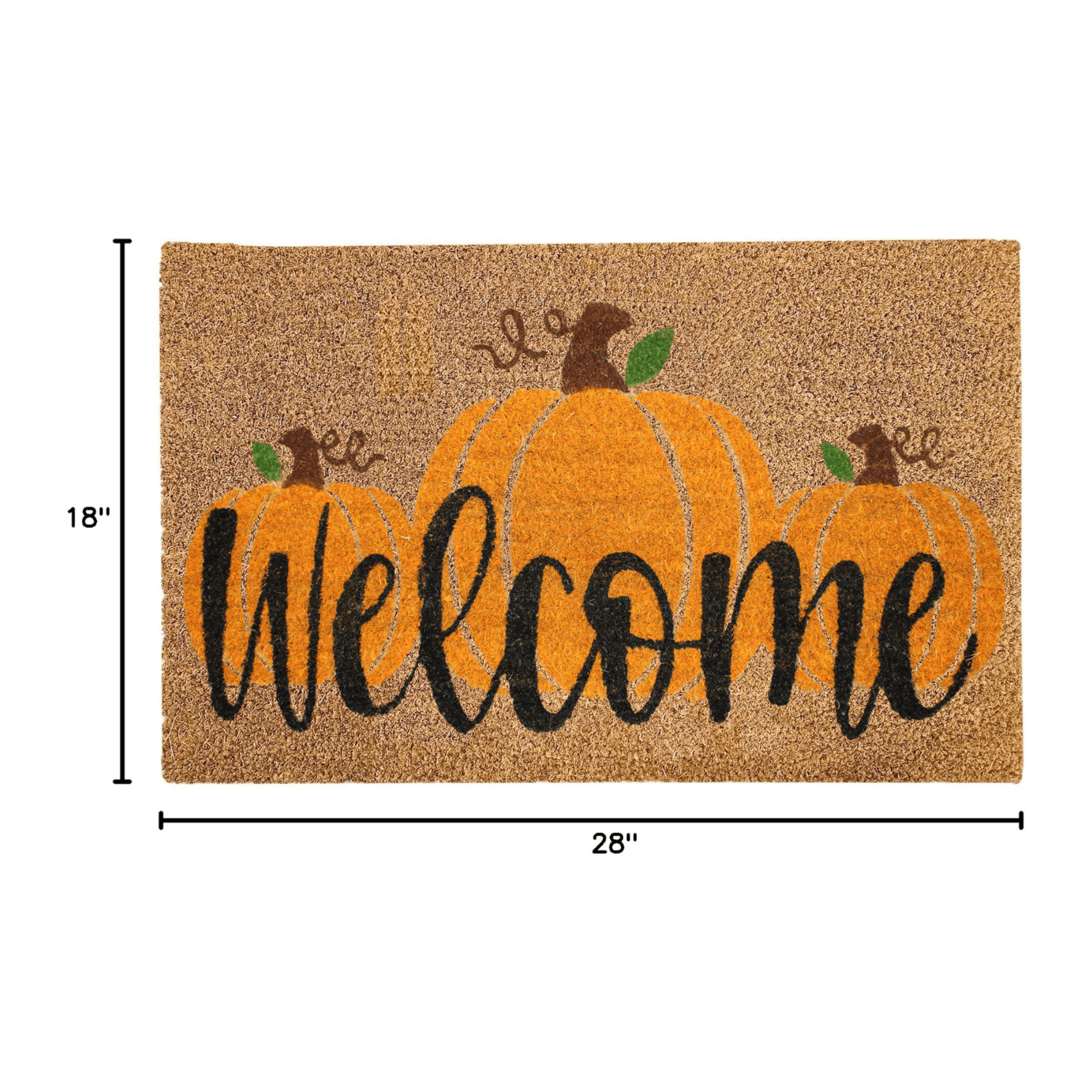 Kashi Home Coir Door Mat Fall Decor Printed Pumpkins 18x28 Non-Slip Doormat, Durable Outdoor/Indoor Rug, Welcome Pumpkins Fall Theme