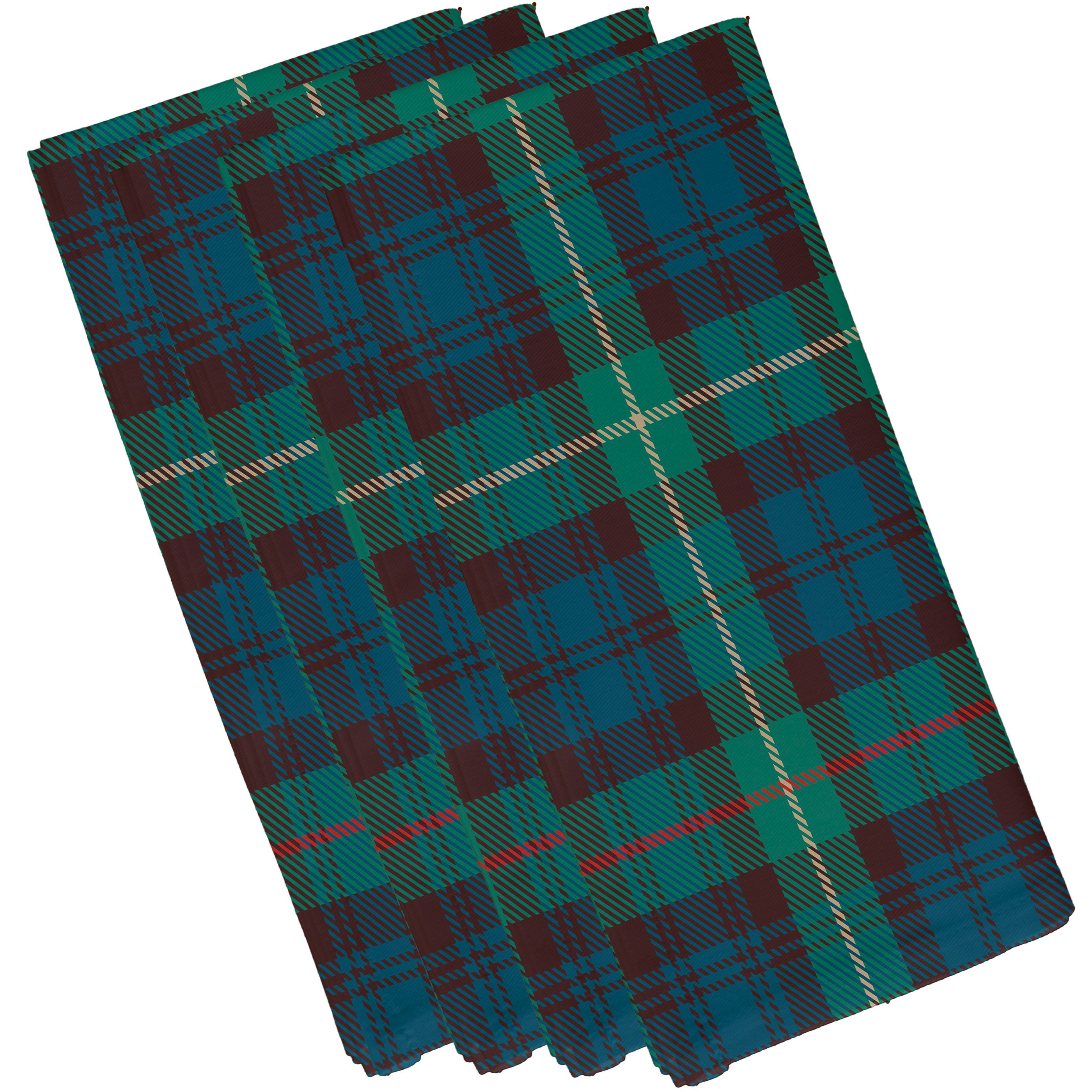 Tartan Plaid 19 Inch Navy Blue Holiday Print Napkin (Set of 4