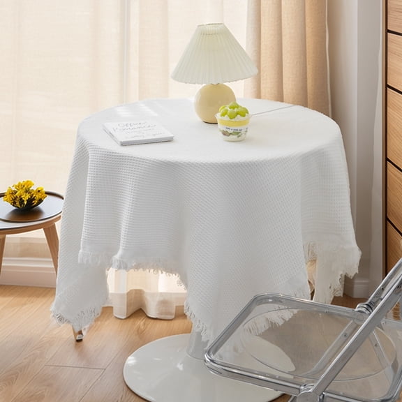 Unique Bargains Waffle Table Cover for Indoor and Outdoor Beige 33.5"x33.5"