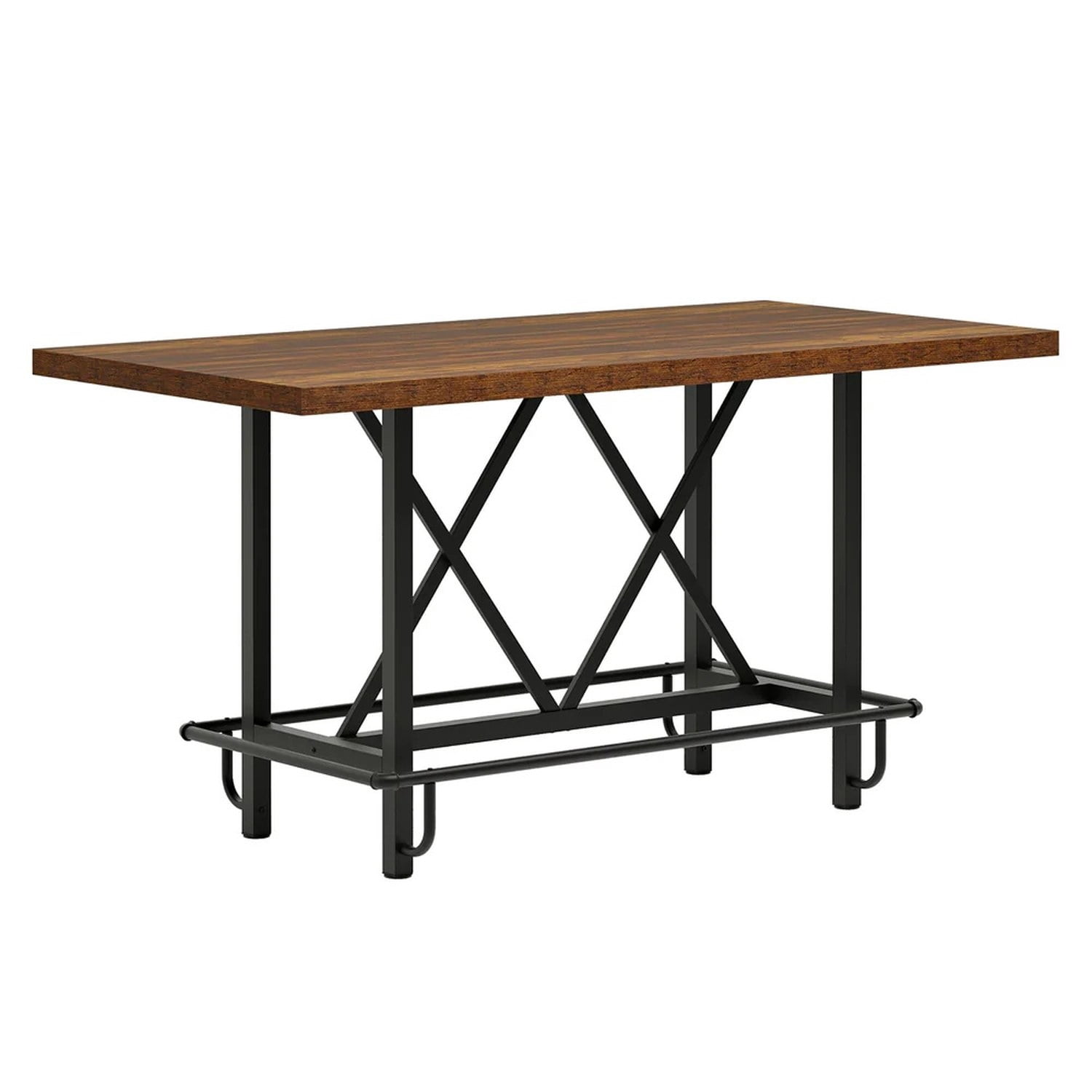 Dining Table, 63" Industrial Kitchen Table with Metal Legs, Seats 6