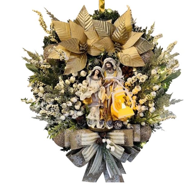 Guirnalda navideña de pino y cedro para escaleras, con tacto real, con lazo dorado, para puerta de entrada, pared, ventana, escaleras, decoración navideña de 18 pulgadas