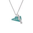 thumbnail image 2 of Delight Jewelry Acrylic 1.25" Teal Cheer Megaphone Silvertone Mother Daughter Bar Charm Necklace, 23", 2 of 4