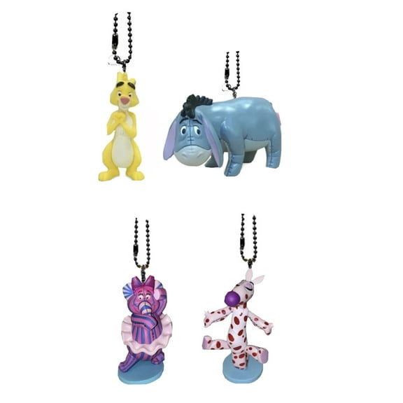 Eeyore Woozle Pink Heffalump Lumpy Yellow Rabbit 4pc Keychain Danglers Pvc Charm New