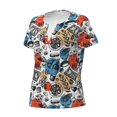 thumbnail image 2 of Naloa French Food Print T-Shirts Short Sleeve V Neck Tees for Women Fashion Tops Trendy Lightweight Soft Casual Summer Outfits Clothes, 2 of 5