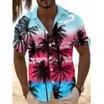 thumbnail image 3 of Camisa de hombre con estampado tropical de piña, camisa hawaiana de verano, informal, para vacaciones, verano, primavera, camisa de manga corta con cuello vuelto, tela elástica, 3 of 5