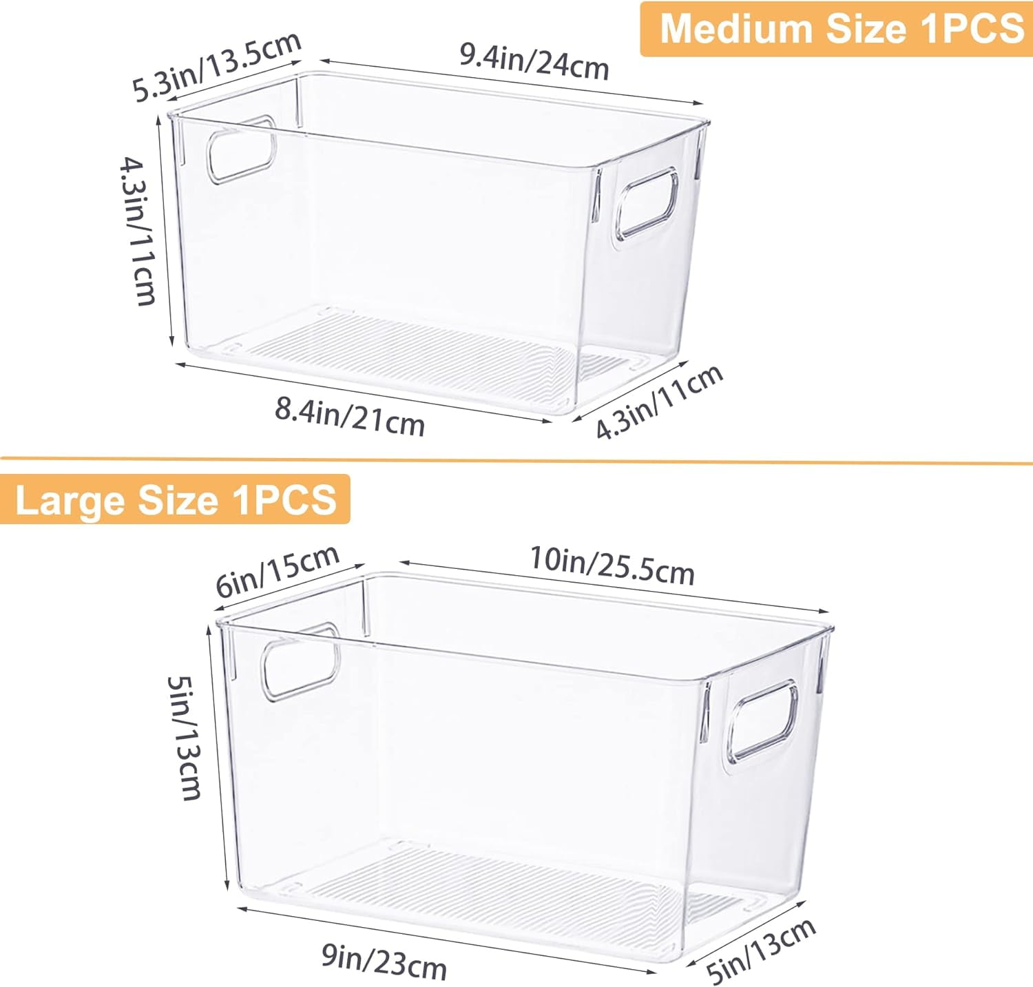10Pcs Plastic Pantry Organization and Storage Bins with Drawer Organizers Clear Fridge Organizer for Kitchen Snack Cabinet Freezer Countertops