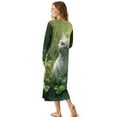 thumbnail image 2 of Xoenoiee Cat Shamrock Print Nightgowns for Women Button Down Long Pajama Dress St. Patrick's Day Soft Full Length Sleepshirt V Neck Sleepwear House Dress, S, 2 of 7