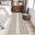 thumbnail image 5 of Bohemian Ethnic Washable Runner Rugs 2'x6', Brown Black Lines Linen Texture Low Pile Throw Entryway Rug Non-Slip Sturdy Edge Binding Carpet for Indoor Bedside Entrance Bedside, 5 of 9