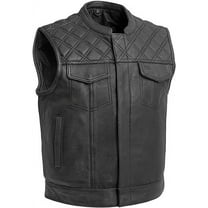 First Mfg Co - Upside - Men's Motorcycle Biker Riding Black Leather Vest - Small