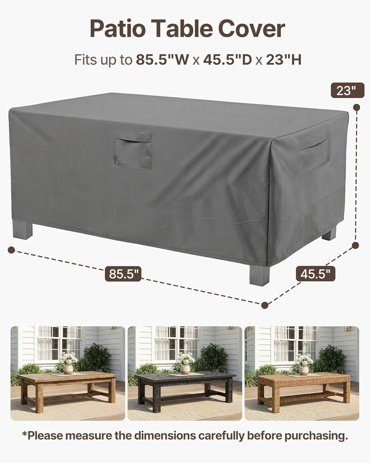 2 Pack 600D Heavy Duty Waterproof High Back Patio Chair Covers Outdoor Lawn Garden Furniture Rectangle-72"L x 44"W x 23"H