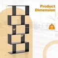 thumbnail image 3 of ZYPPPA 5-Tier Geometric Bookshelf, S Shaped Bookcase w/Anti-Toppling Device, Freestanding Room Divider, Industrial Home Office Decor Wood Open Storage Display Shelf for Living Room (2, Black), 3 of 18