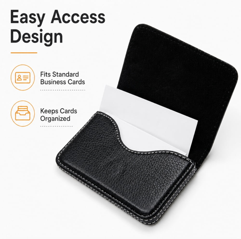 TIKA PU Leather Business Card Holder Wallet - Sleek Pocket Design
