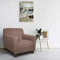 thumbnail image 2 of Chair Cover - Armchair Cover - Armchair Slipcover - Cotton Fabric Slipcover - 1-Piece Form Fit Stretch Stylish Furniture Protector - Mille Righe Collection - Camel (Chair), 2 of 5