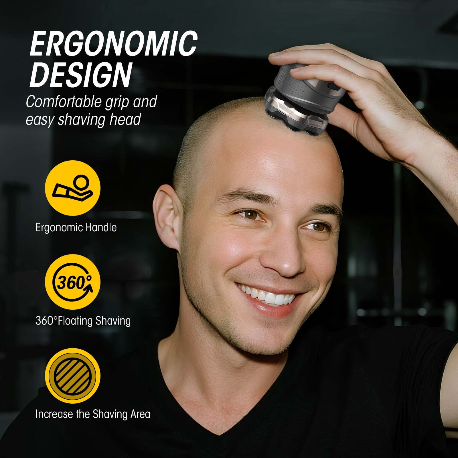 HOOICB Head Shaver for Bald Man, Cordless Electric Razor with 7D Floating Blades, Wet and Dry Use, USB Rechargeable Grooming Kit