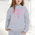 thumbnail image 2 of Girl's Fleece Lined Hooded Sweatshirt, Letter Print Long Sleeve Pullover With Kangaroo Pockets Soft Comfy Tops Fall Winter Clothes - Grey,6-7 Years, 2 of 5
