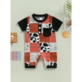 thumbnail image 3 of Baby Boys Western Baby Boy Girl Summer Clothes Cow Print Onesie Short Sleeve Romper Playsuit Jumpsuit Shorts Cowboy Outfit (, 3 of 9