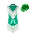 thumbnail image 2 of YUUMIN Womens Shiny Fringed Dance Leotard Jazz Latin Tango Dance Dress Cheerleading Costume with Hat Green M, 2 of 6