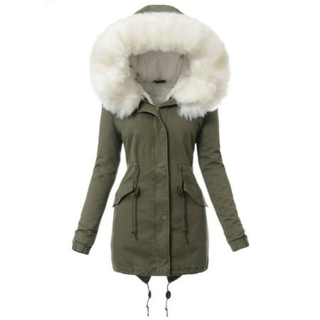 Winter Women Fur Hooded Coat Warm Cotton Padded (Best Warm Jackets For Winter Uk)