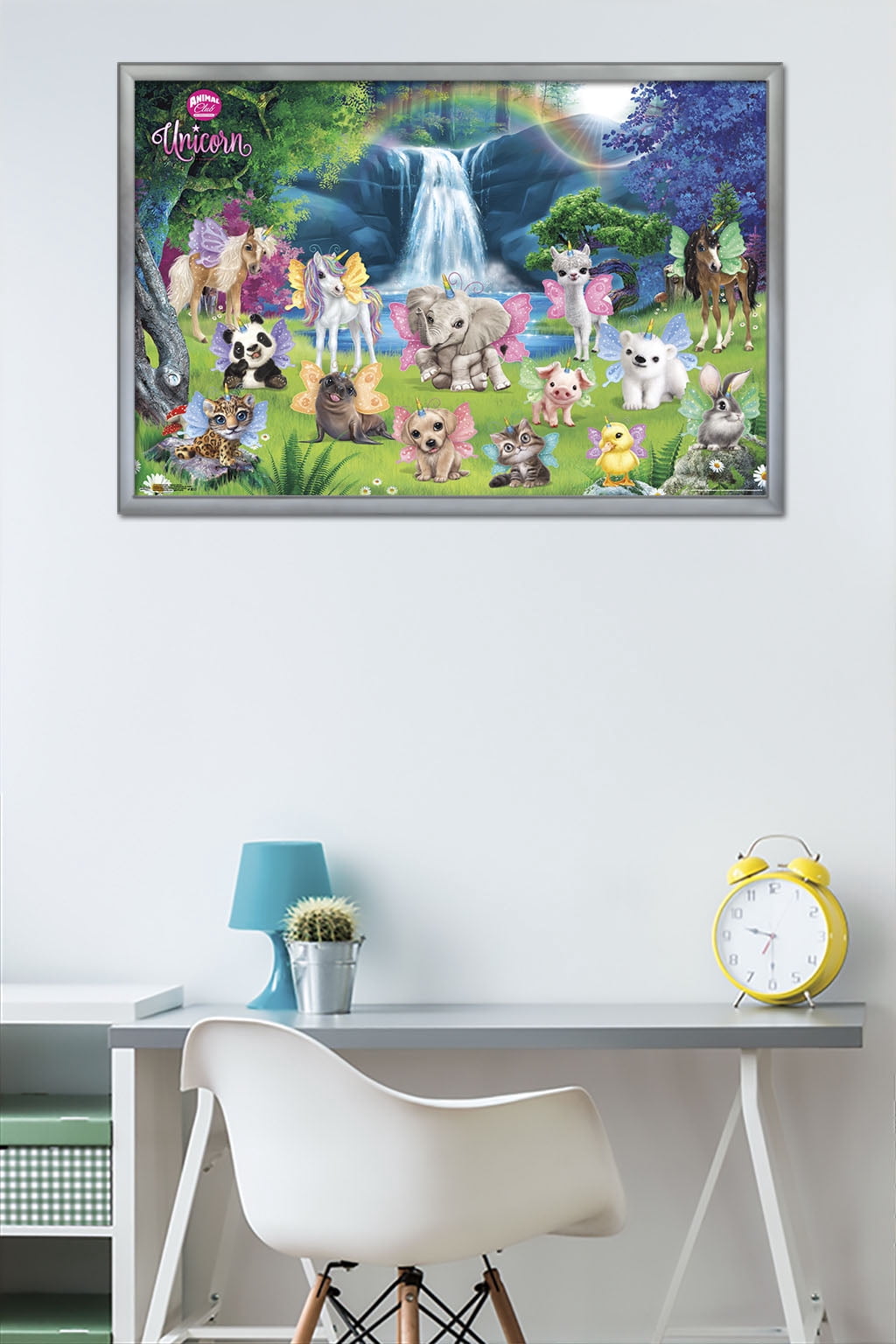 Animal Club - Unicorn Group Wall Poster, 22.375" x 34", Framed