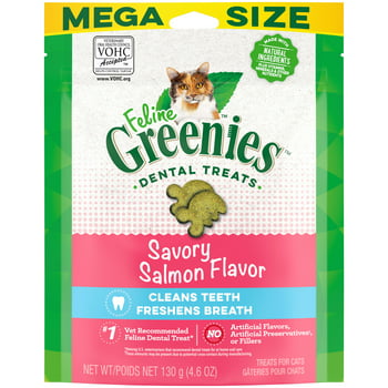 Greenies Savory Salmon Flavor Dental Crunchy Treat for Cat, 4.6 oz.