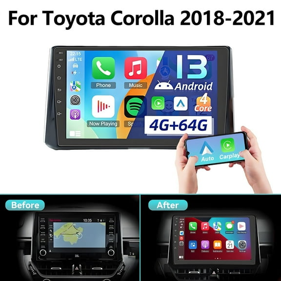 Gsuatey Android 4 64G Car Radio Stereo for Toyota Corolla 2018-2021 with Wireless Carplay Android Auto,TouchScreen Car Stereo Bluetooth Navigation GPS WIFI FM/AM RDS SWC with Backup Camera