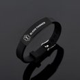 thumbnail image 2 of Brazalete de información médica de silicona de acero de titanio, PACIENTE DE CÁNCER, 11 Feliz Sencillez, 2 of 4