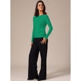 thumbnail image 2 of DARING DIVA Women's Boat Neck Long Sleeve Ribbed Sweaters S Green, 2 of 6